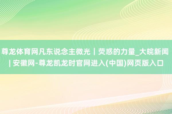 尊龙体育网凡东说念主微光｜荧惑的力量_大皖新闻 | 安徽网-尊龙凯龙时官网进入(中国)网页版入口