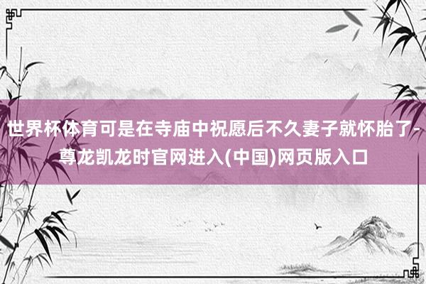 世界杯体育可是在寺庙中祝愿后不久妻子就怀胎了-尊龙凯龙时官网进入(中国)网页版入口