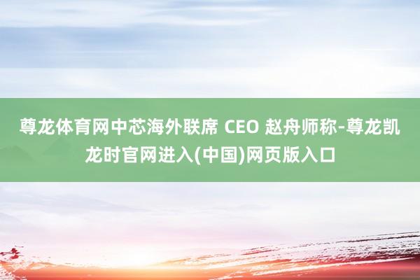 尊龙体育网中芯海外联席 CEO 赵舟师称-尊龙凯龙时官网进入(中国)网页版入口