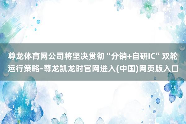 尊龙体育网公司将坚决贯彻“分销+自研IC”双轮运行策略-尊龙凯龙时官网进入(中国)网页版入口