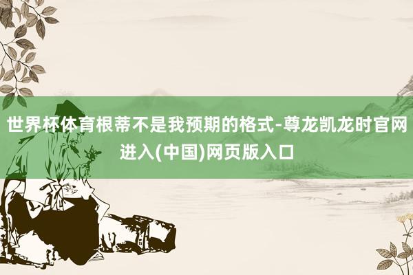 世界杯体育根蒂不是我预期的格式-尊龙凯龙时官网进入(中国)网页版入口